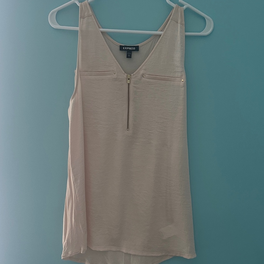 Express Women's Beige Zip-Front Tank Top